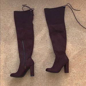 Dark purple thigh high boots